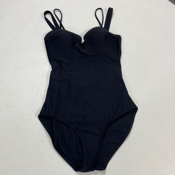 ATHLETA AQUALUXE SQUARE PLUNGE ONE-PIECE Black NWT - Picture 3 of 5
